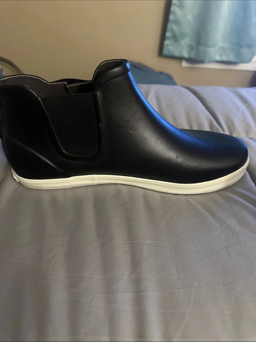 Bogs Black Chelsea-Style Rain Boots with White Sole